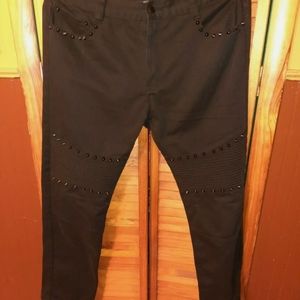 Black Spiked Label Denim Jeans Sz 42/31